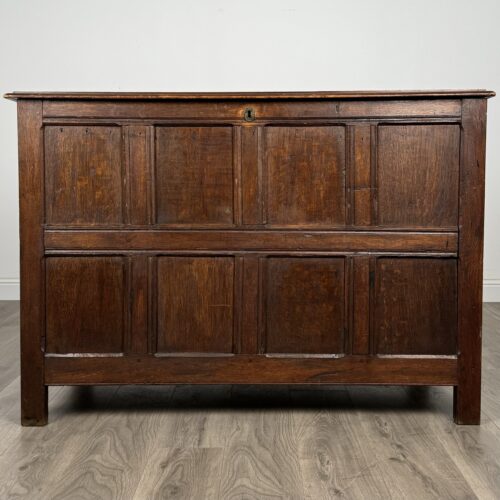 Antique 18th Century Coffer Of Unusual Size In Oak