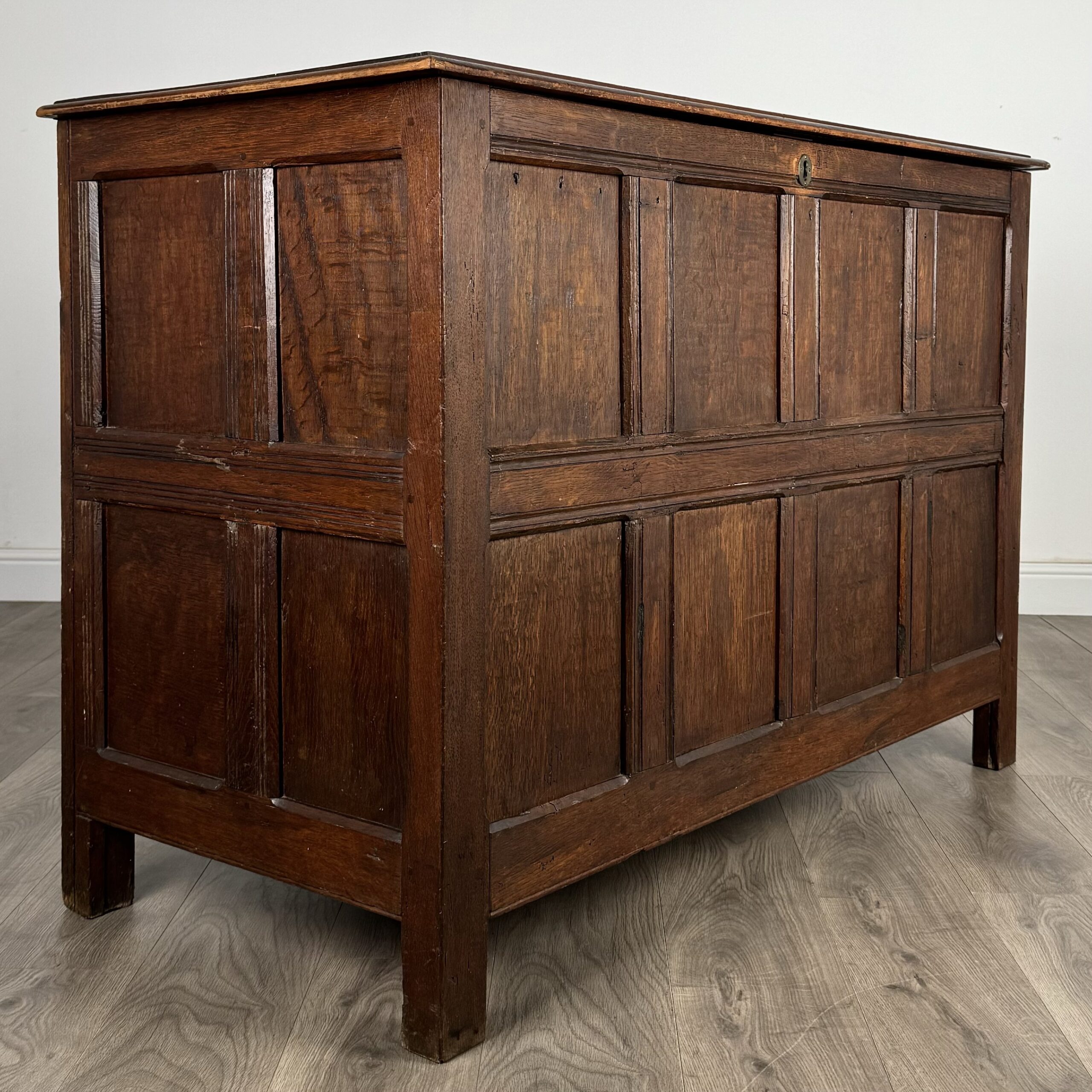 Antique 18th Century Coffer Of Unusual Size In Oak