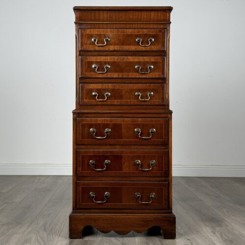 Antique 20th Century Small Chest On Chest In Mahogany