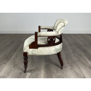 Antique 20th Century Tub Chair / Armchair In Mahogany
