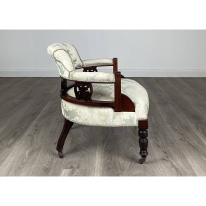 Antique 20th Century Tub Chair / Armchair In Mahogany