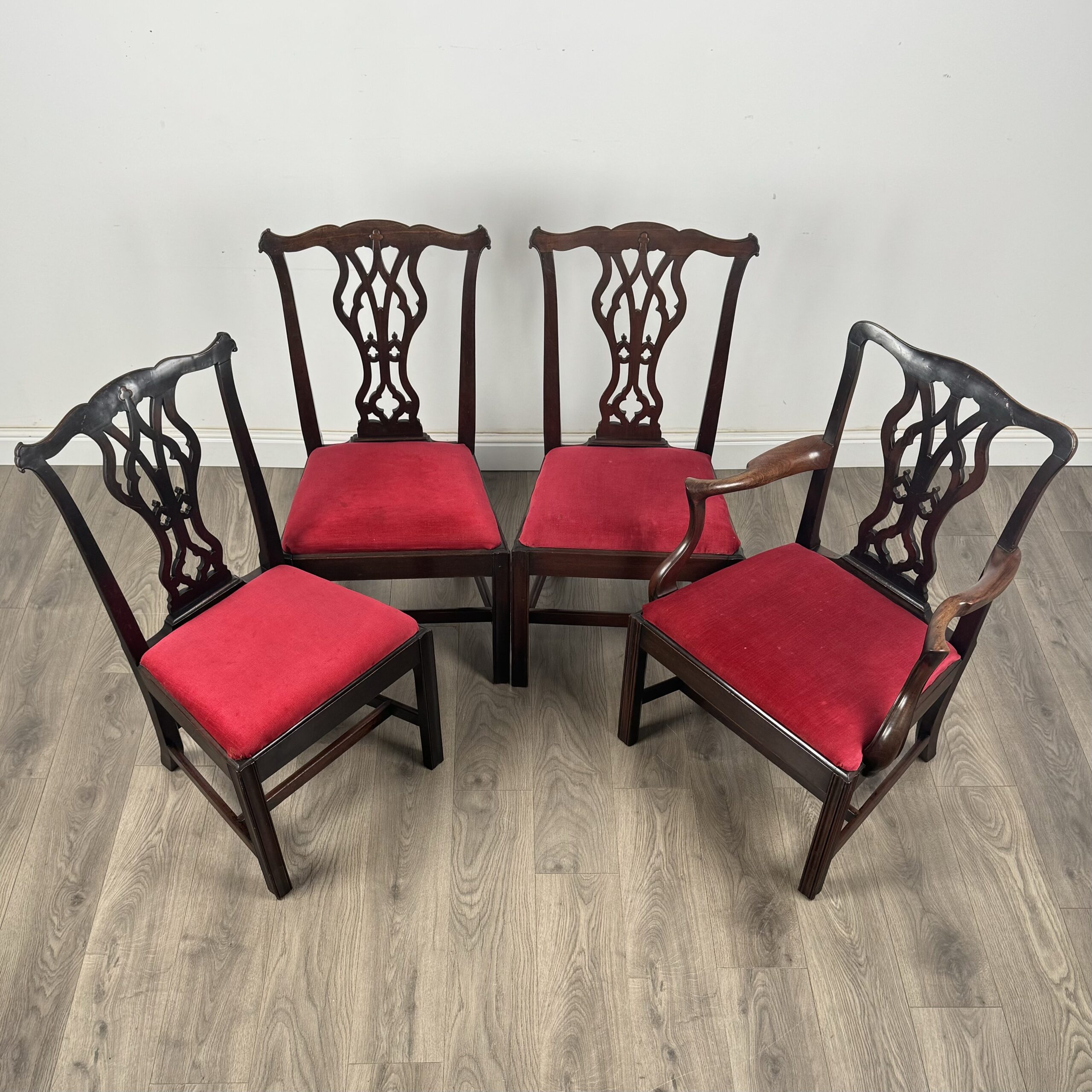 Antique 18th Century Unusual Set Of 8 Irish Dining Chairs
