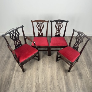 Antique 18th Century Unusual Set Of 8 Irish Dining Chairs
