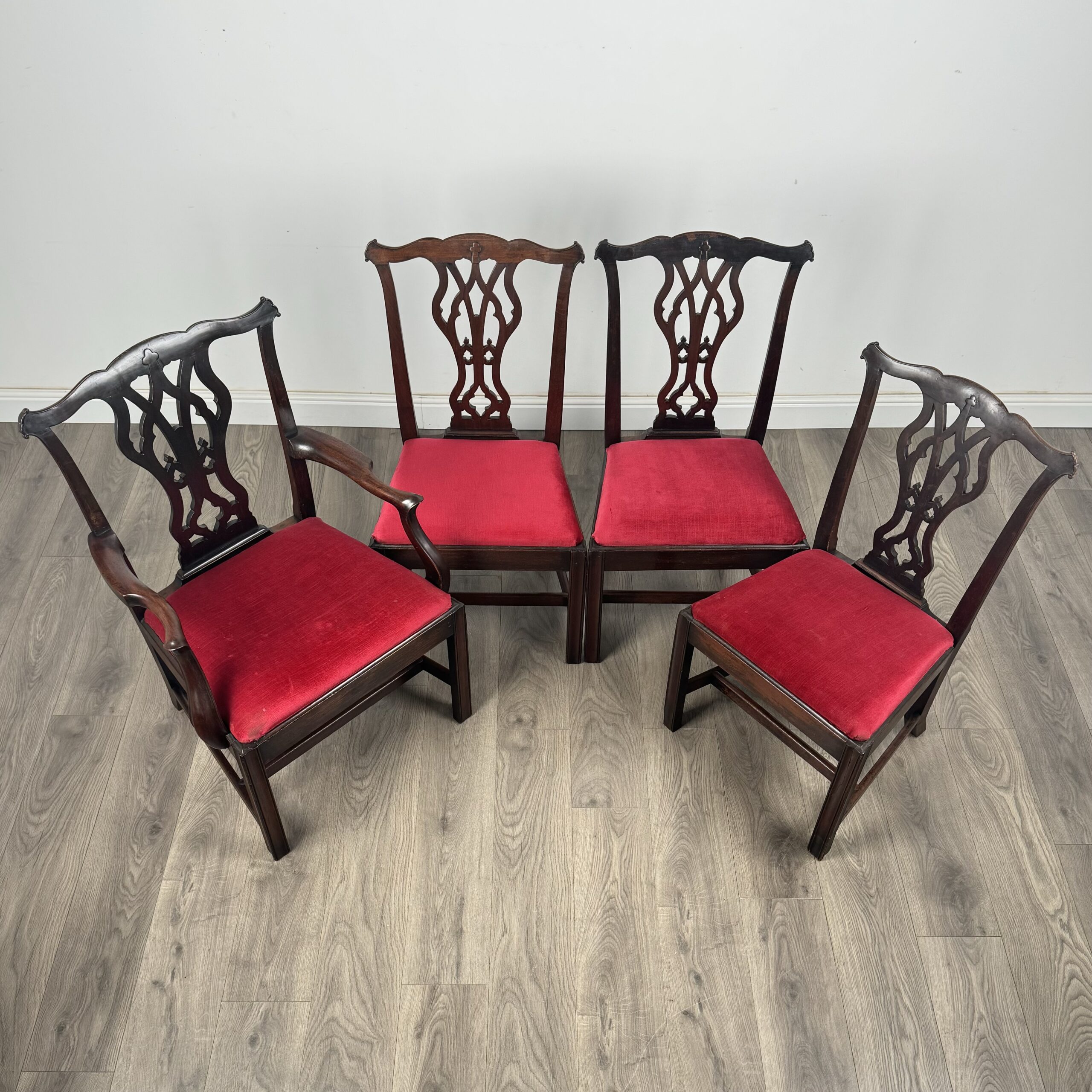 Antique 18th Century Unusual Set Of 8 Irish Dining Chairs