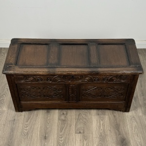 Antique 18th Century Carved Oak Coffer