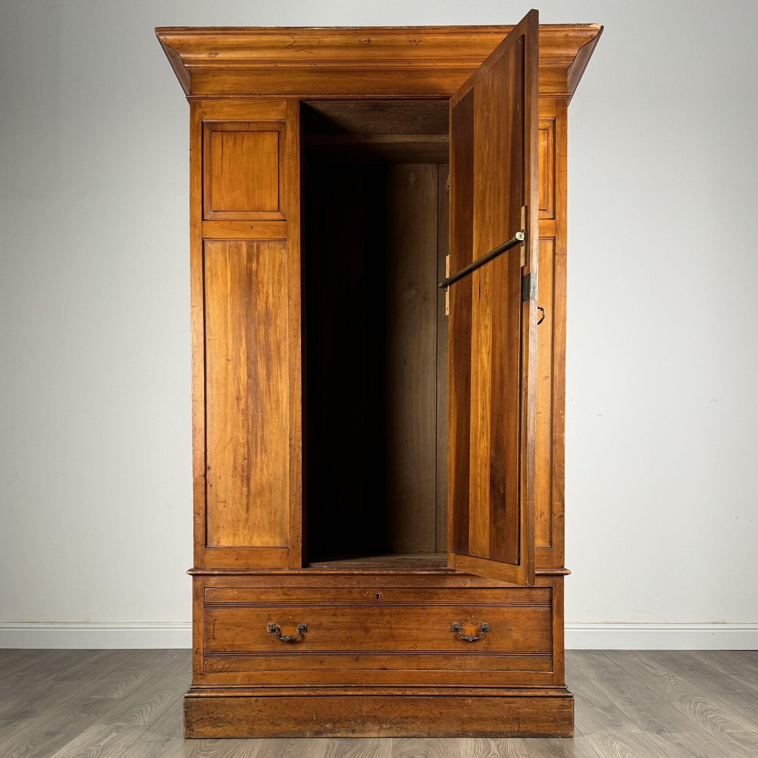 Antique Late 19th Century Wardrobe In Satin Walnut