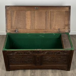 Antique 18th Century Carved Oak Coffer