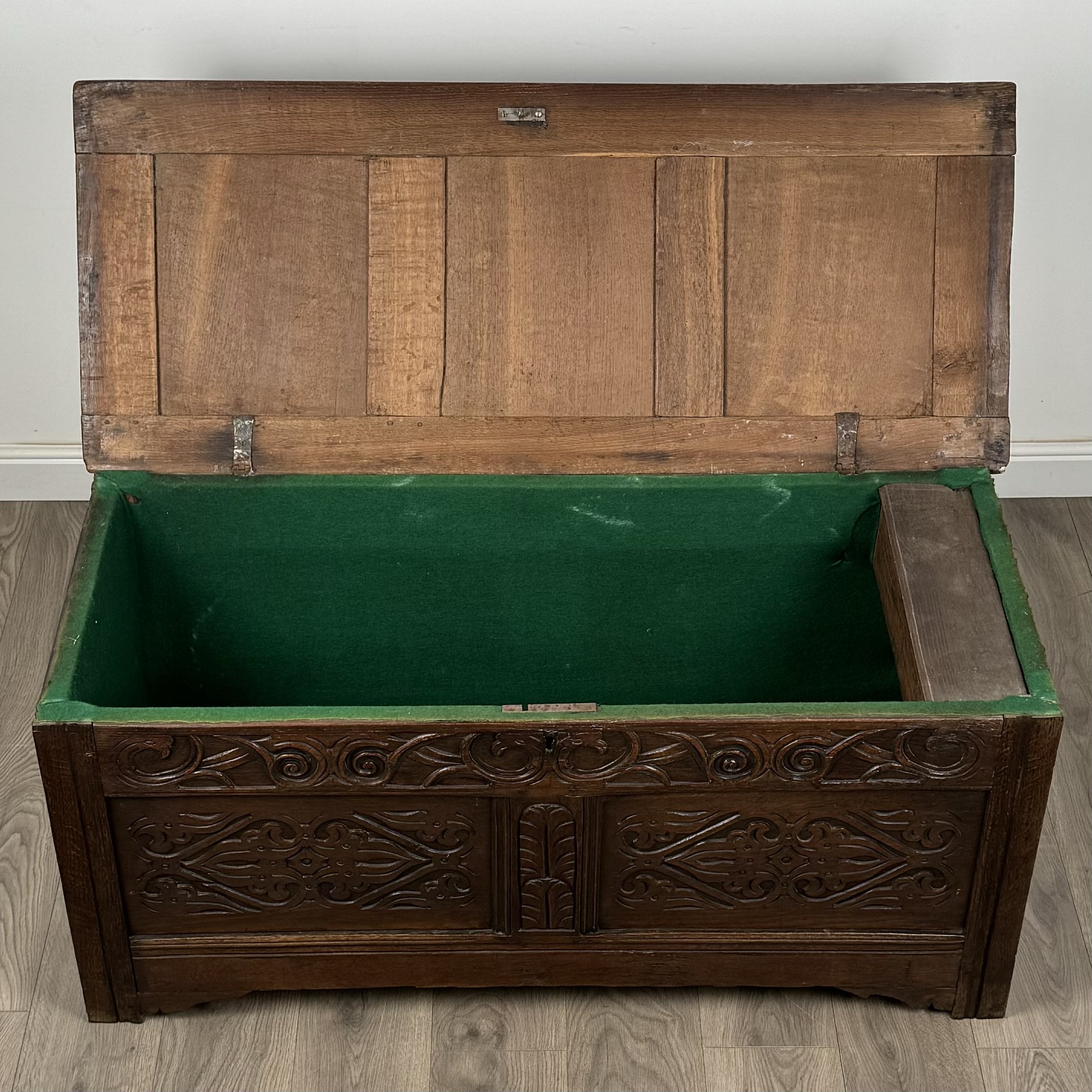 Antique 18th Century Carved Oak Coffer