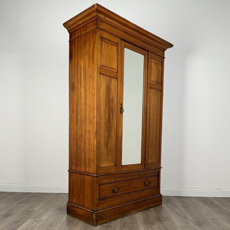 Antique Late 19th Century Wardrobe In Satin Walnut