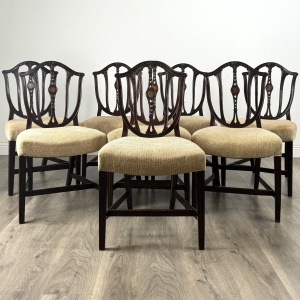 Antique 18th Century Set Of 8 Hepplewhite Style Dining Chairs