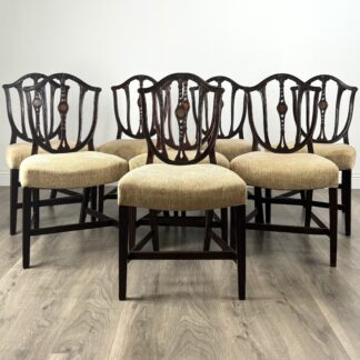 Antique 18th Century Set Of 8 Hepplewhite Style Dining Chairs