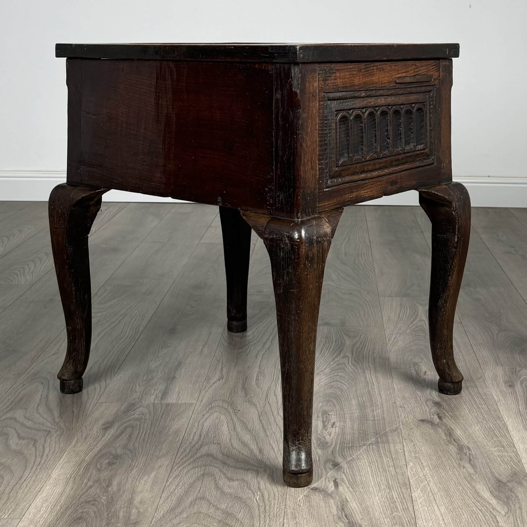 Antique 18th Century Unusual Box On Stand In Oak