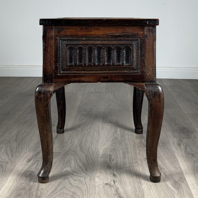 Antique 18th Century Unusual Box On Stand In Oak - Image 4