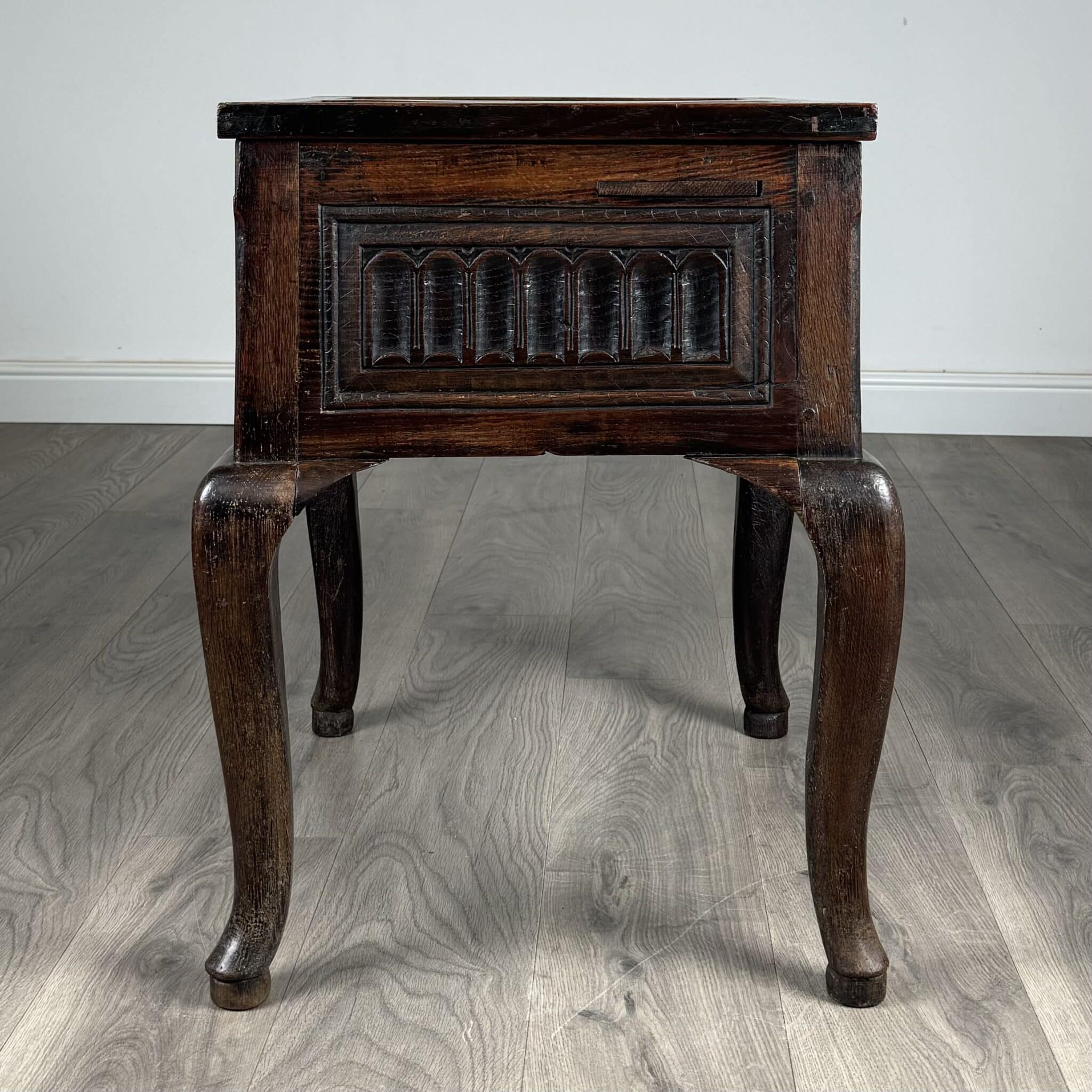 Antique 18th Century Unusual Box On Stand In Oak