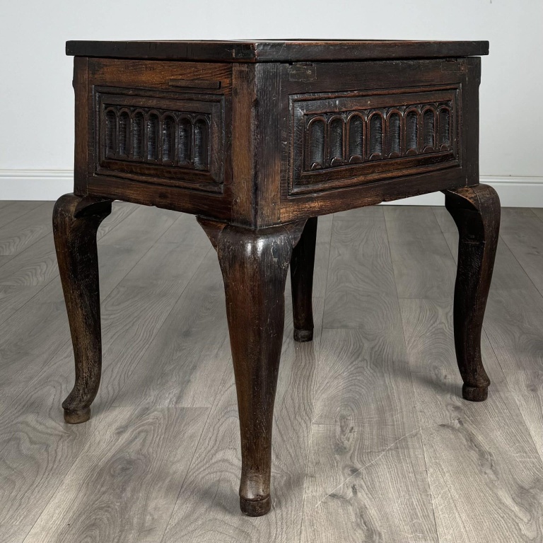 Antique 18th Century Unusual Box On Stand In Oak - Image 9