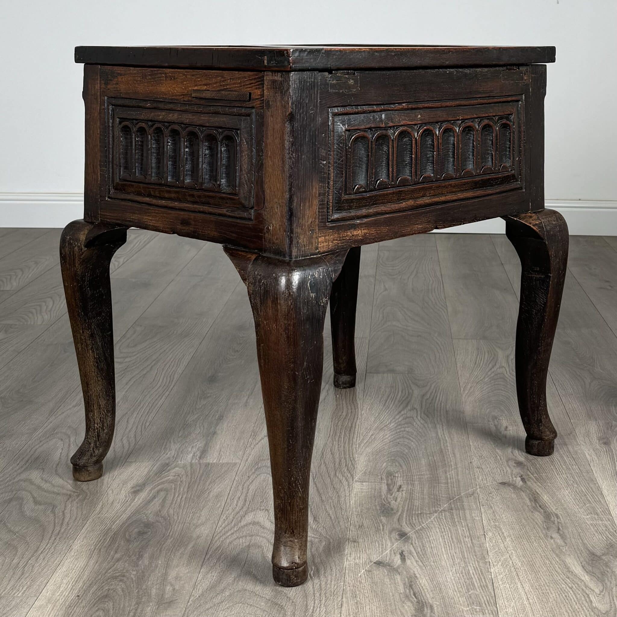 Antique 18th Century Unusual Box On Stand In Oak