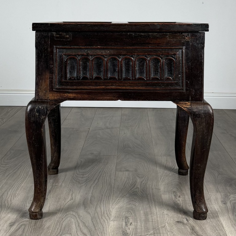 Antique 18th Century Unusual Box On Stand In Oak - Image 8