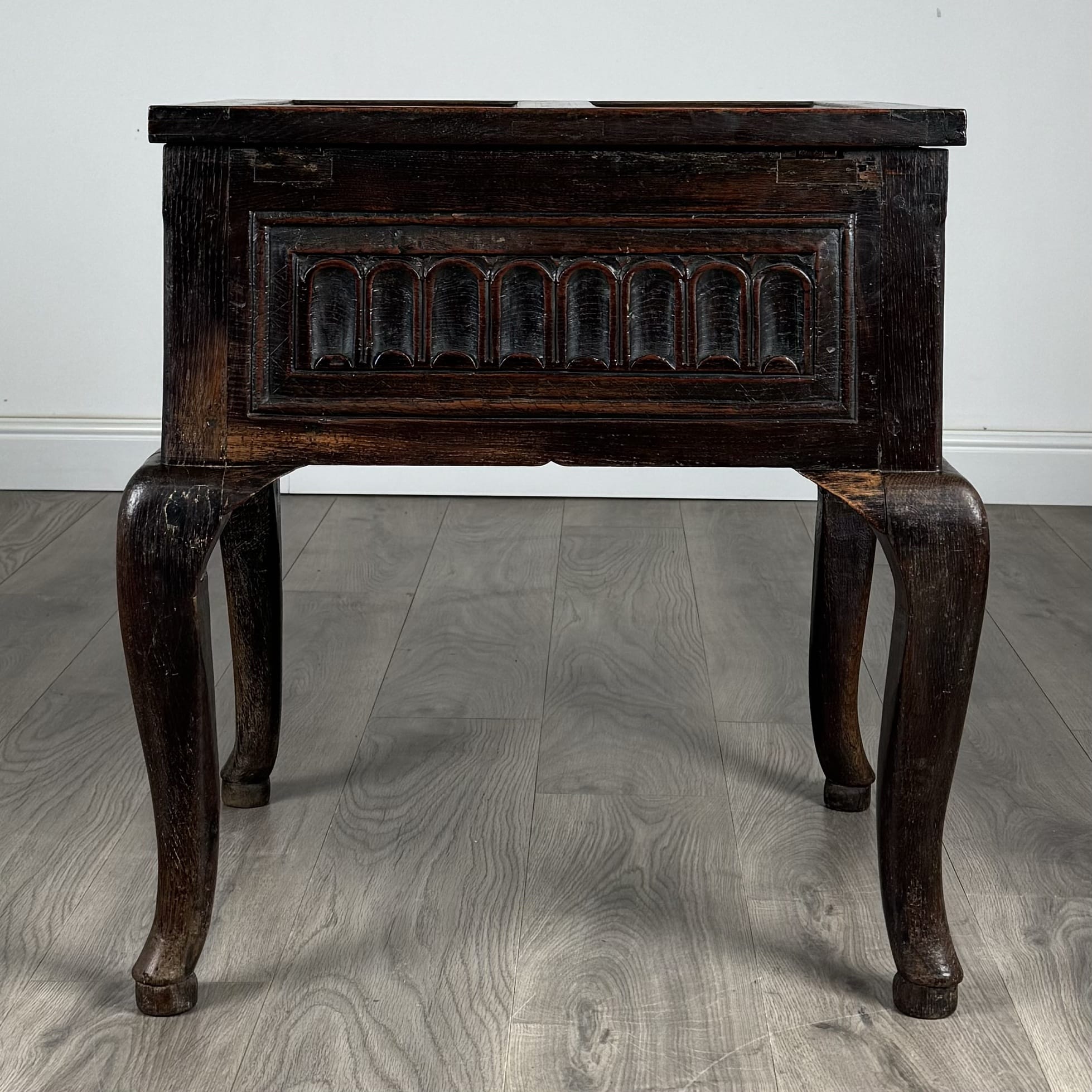 Antique 18th Century Unusual Box On Stand In Oak