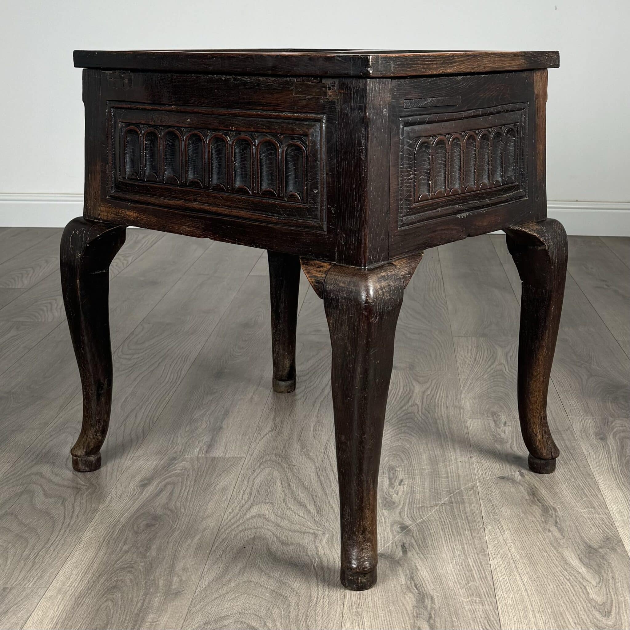 Antique 18th Century Unusual Box On Stand In Oak