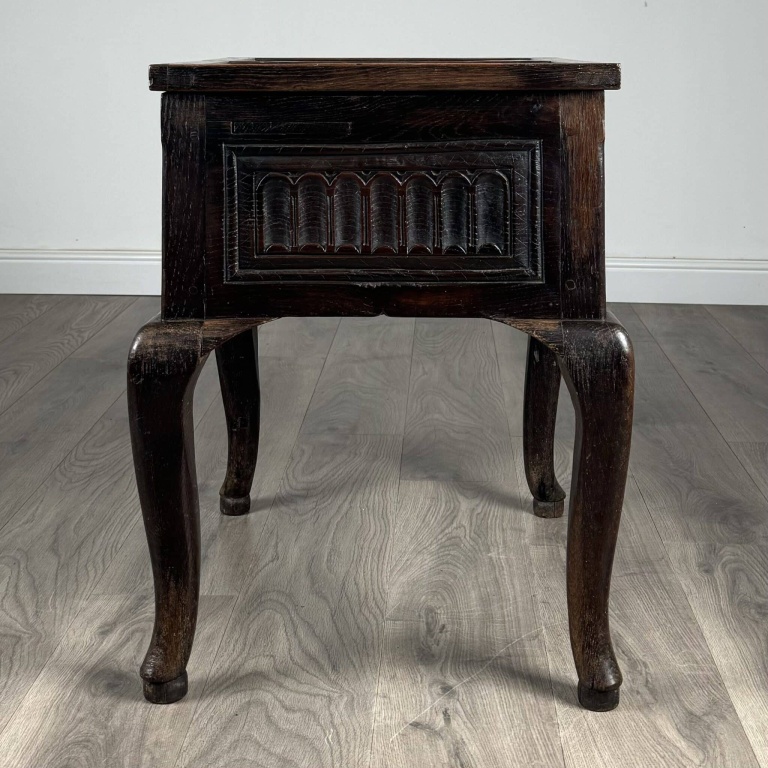 Antique 18th Century Unusual Box On Stand In Oak - Image 2