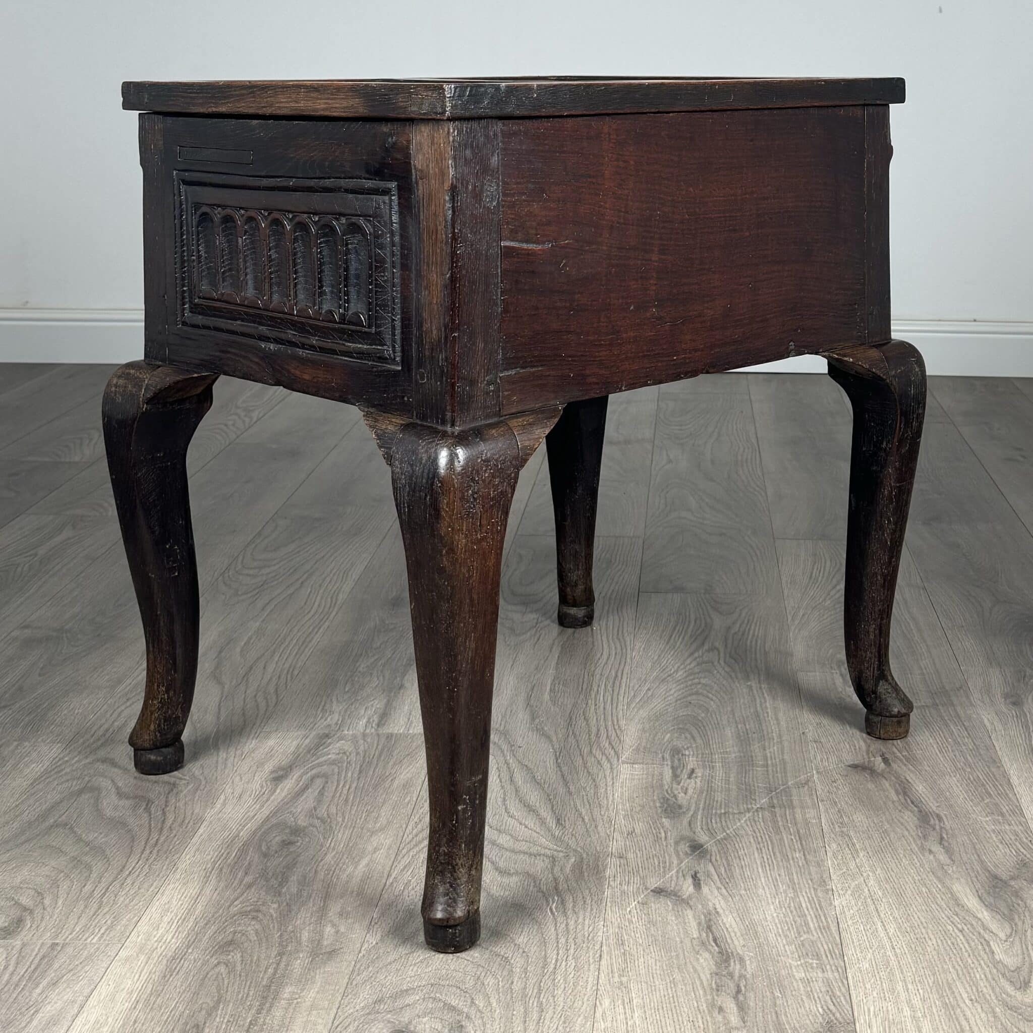 Antique 18th Century Unusual Box On Stand In Oak