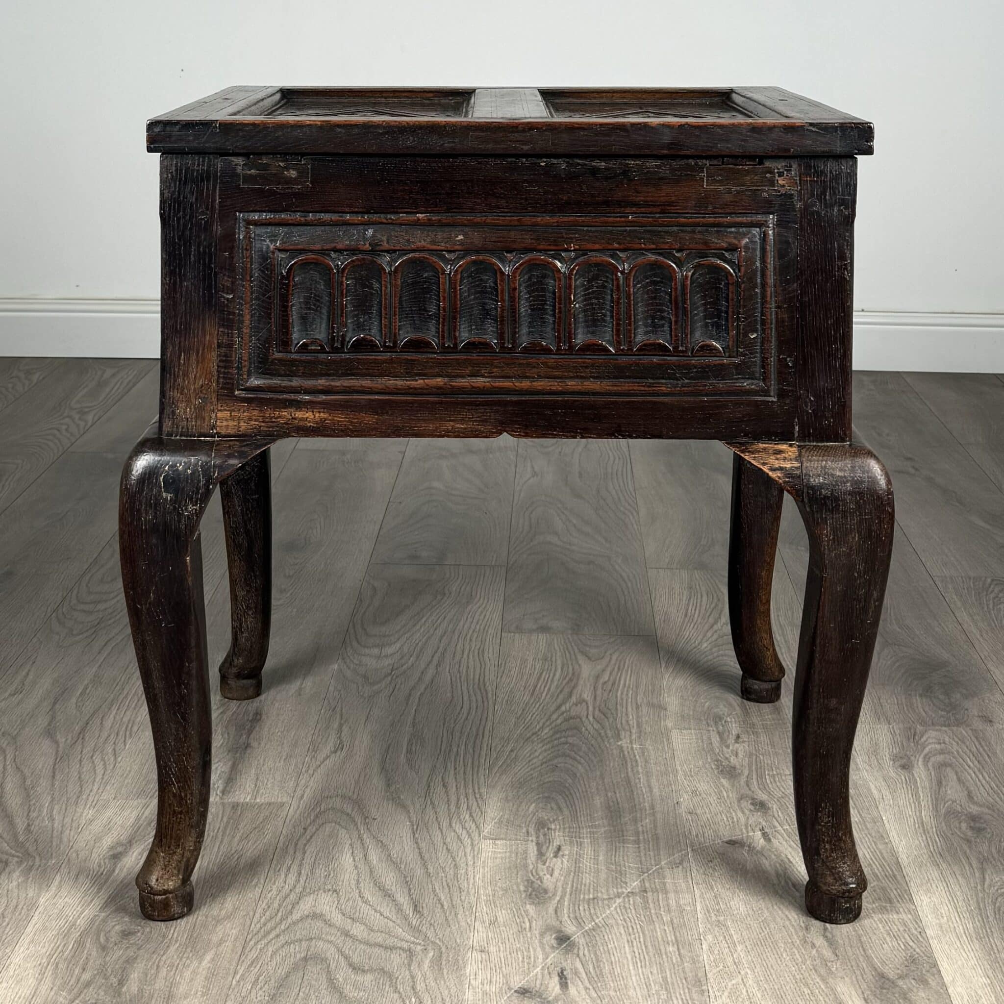 Antique 18th Century Unusual Box On Stand In Oak
