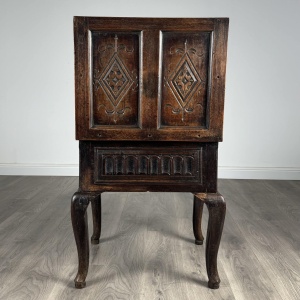 Antique 18th Century Unusual Box On Stand In Oak