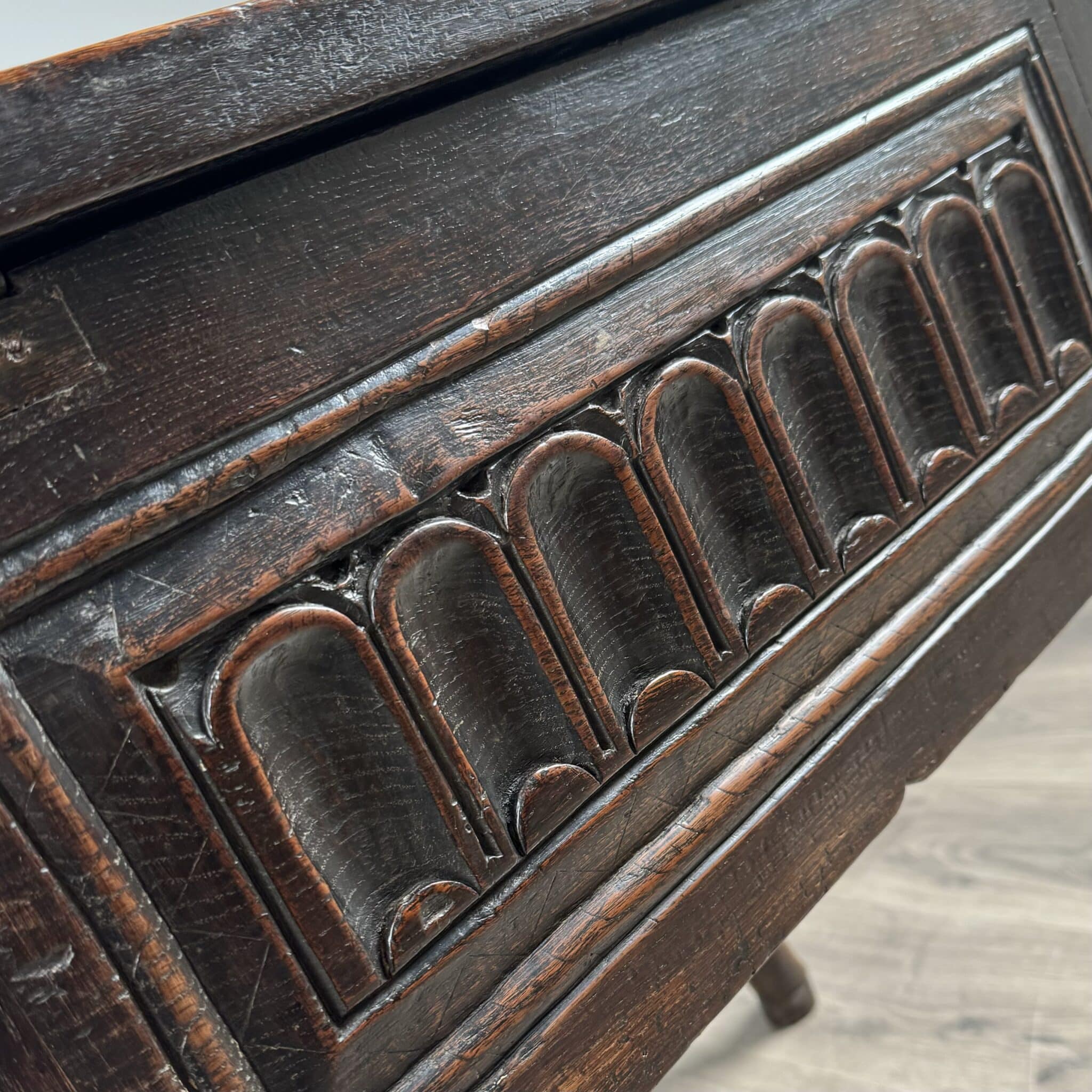 Antique 18th Century Unusual Box On Stand In Oak
