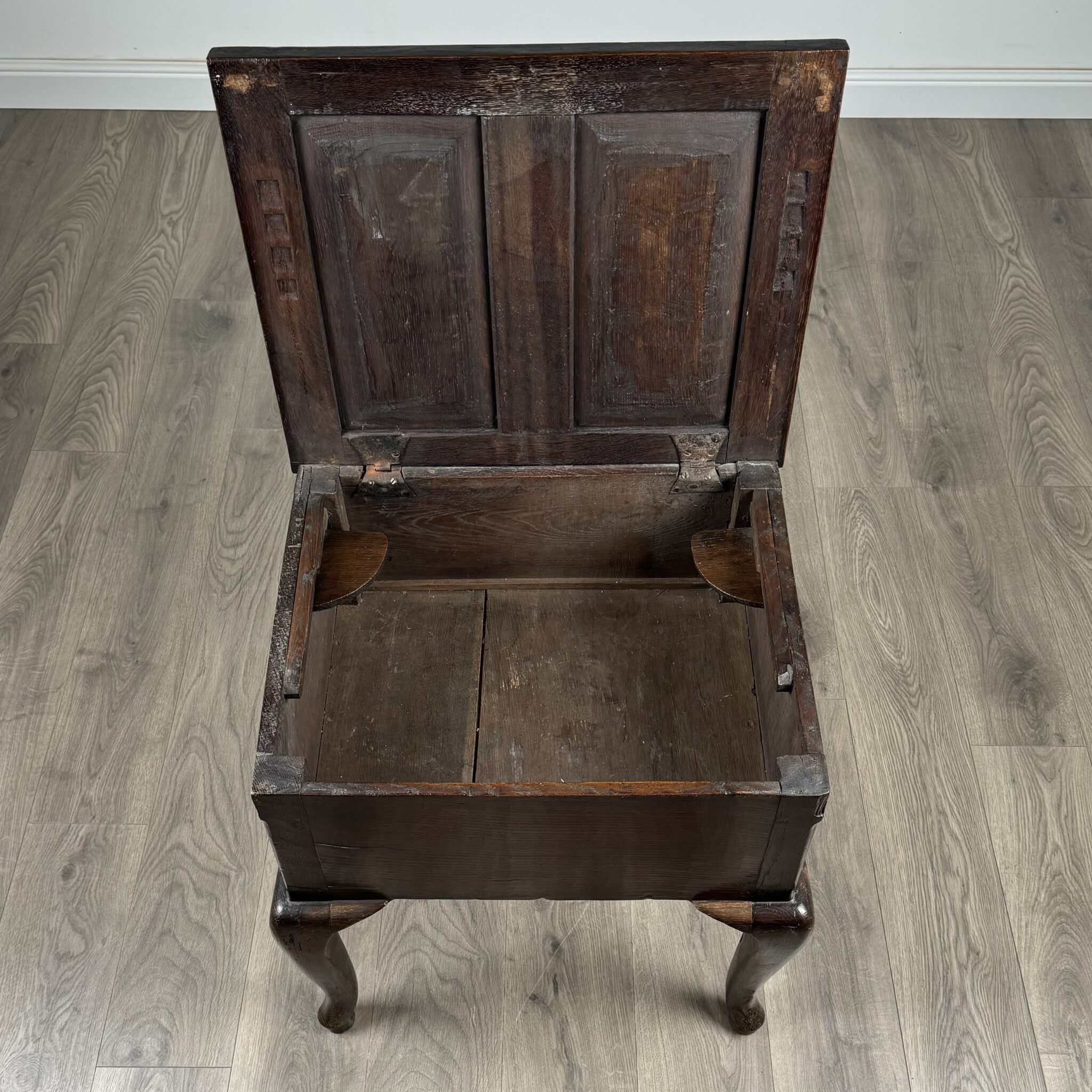 Antique 18th Century Unusual Box On Stand In Oak