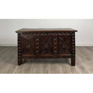 Antique 18th Century Carved Oak Coffer / Blanket Box