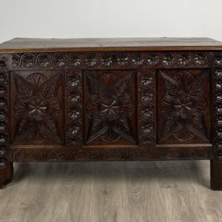 Antique 18th Century Carved Oak Coffer / Blanket Box