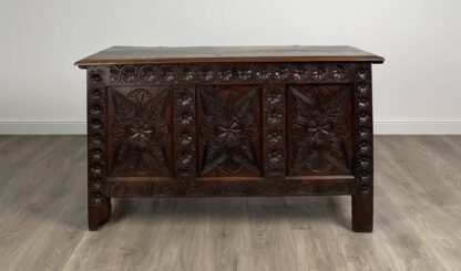 Antique 18th Century Carved Oak Coffer / Blanket Box
