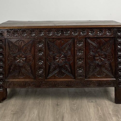 Antique 18th Century Carved Oak Coffer / Blanket Box