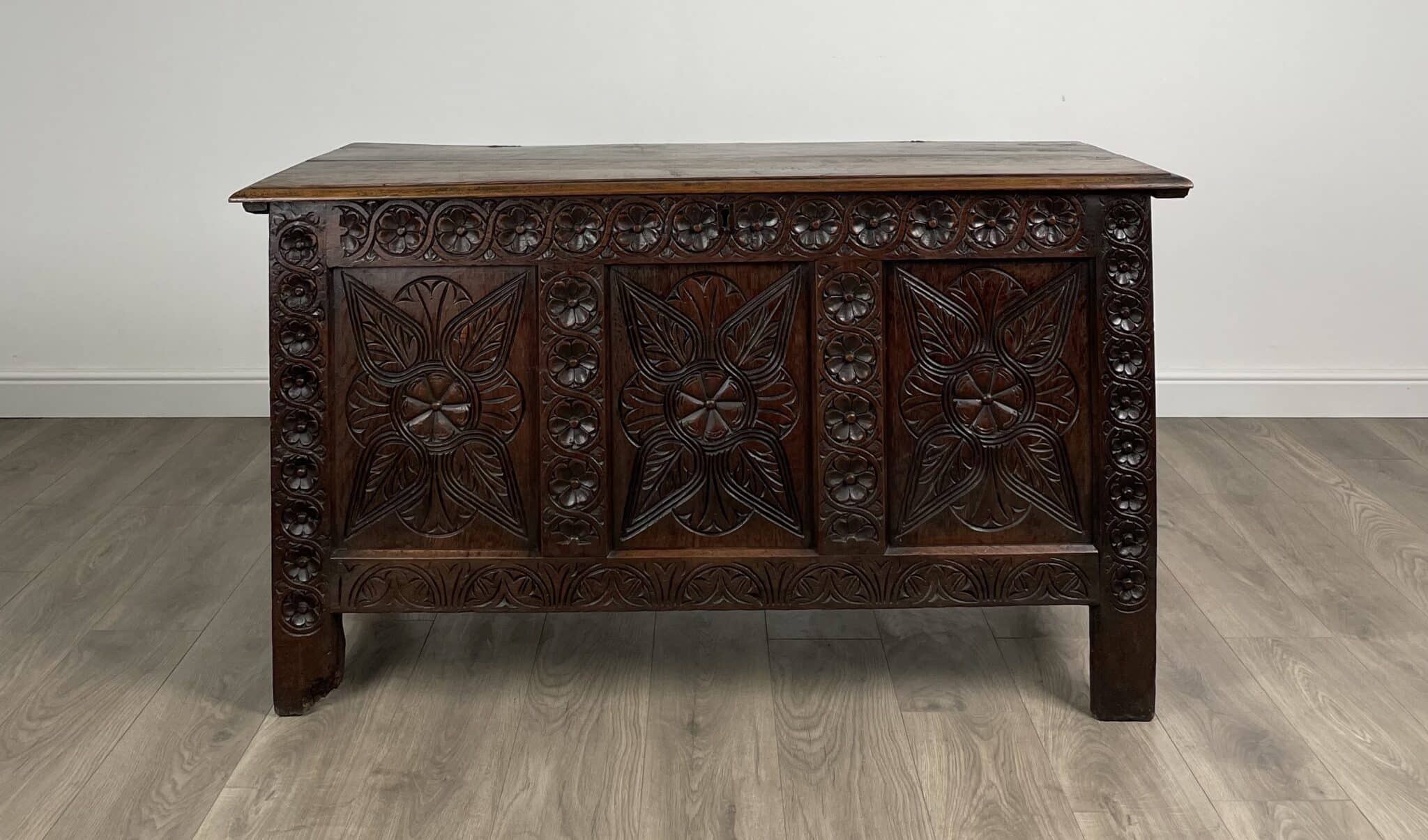 Antique 18th Century Carved Oak Coffer / Blanket Box