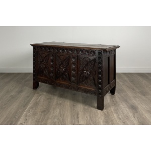 Antique 18th Century Carved Oak Coffer / Blanket Box