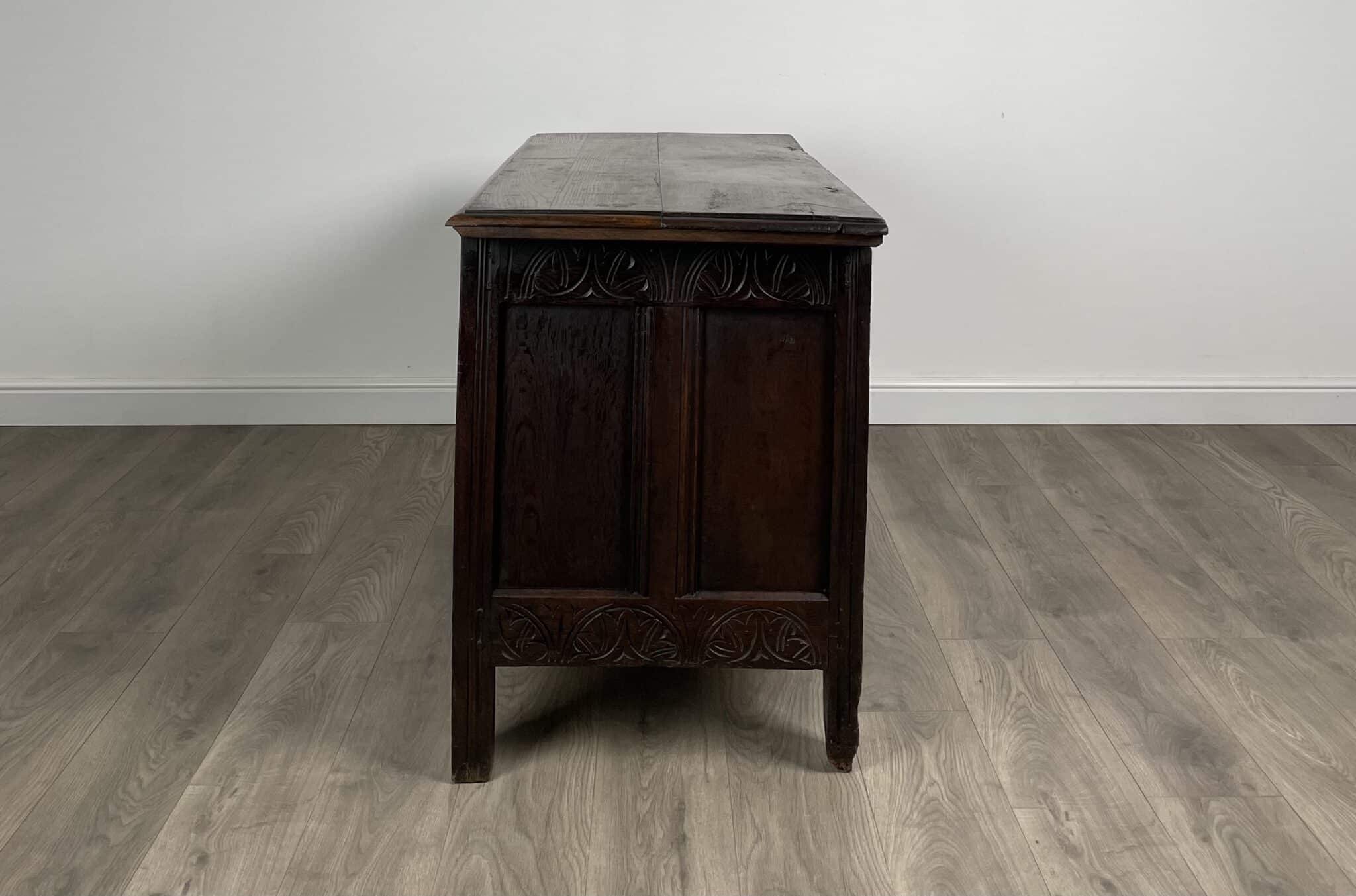 Antique 18th Century Carved Oak Coffer / Blanket Box