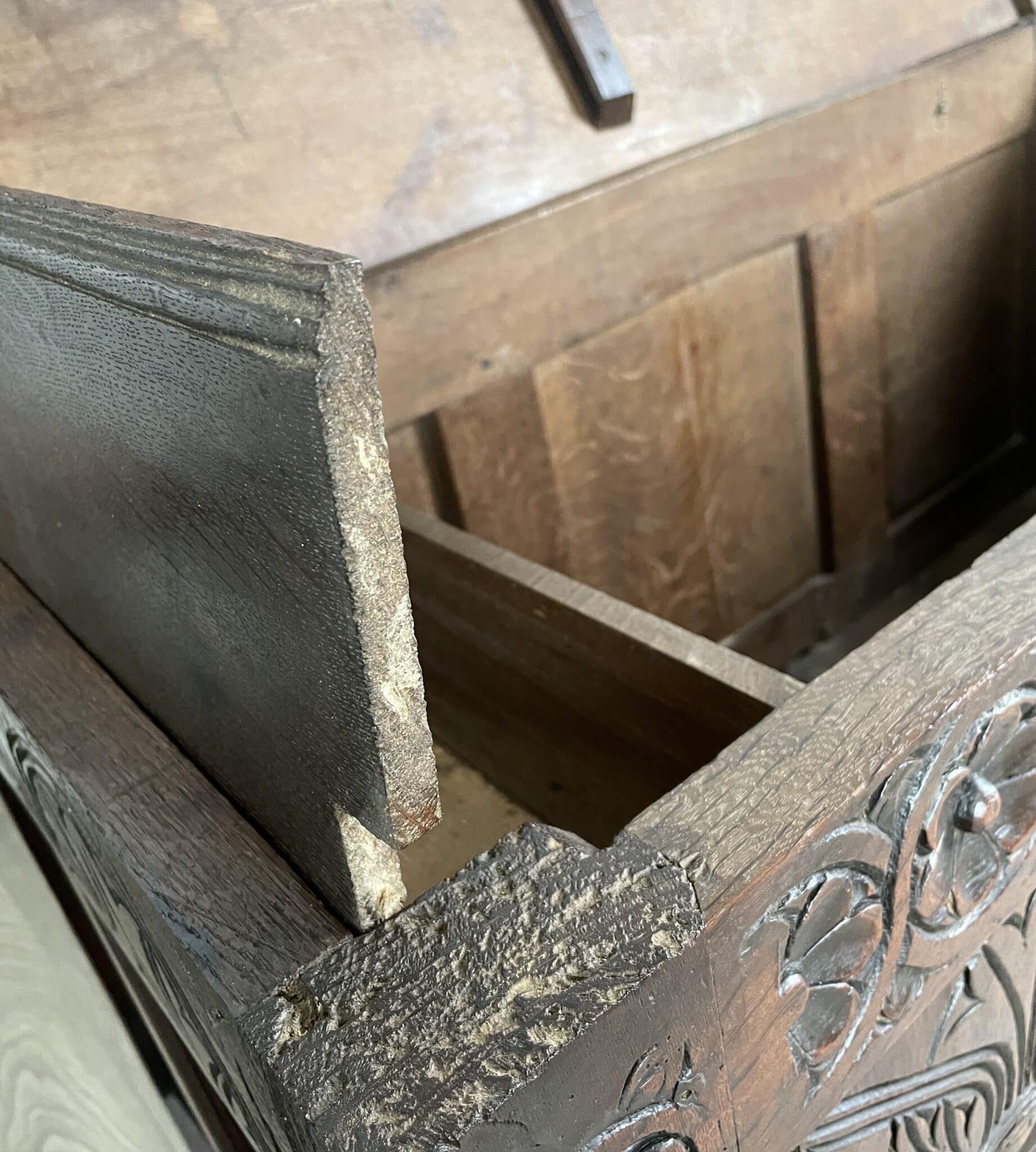 Antique 18th Century Carved Oak Coffer / Blanket Box