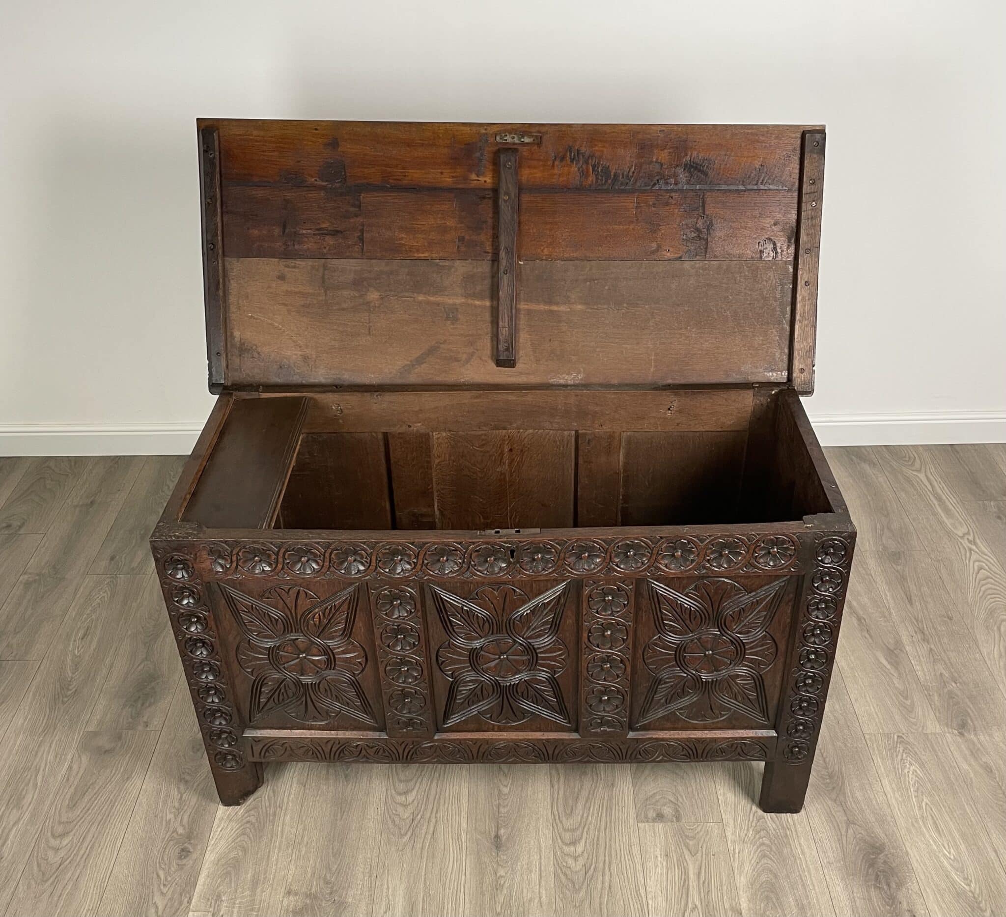 Antique 18th Century Carved Oak Coffer / Blanket Box