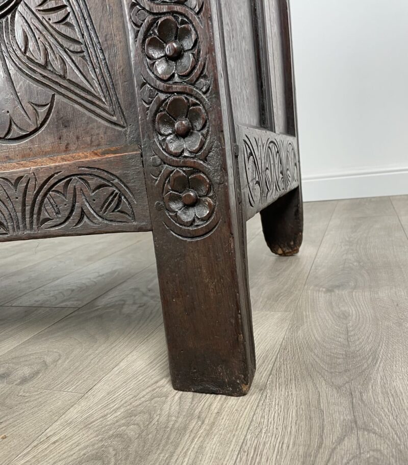 Antique 18th Century Carved Oak Coffer / Blanket Box