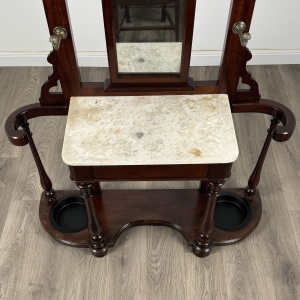 Antique 19th Century Marble Top Hall Stand In Mahogany
