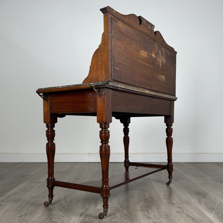 Antique Late 19th Century Marble Top Washstand In Walnut - Image 4