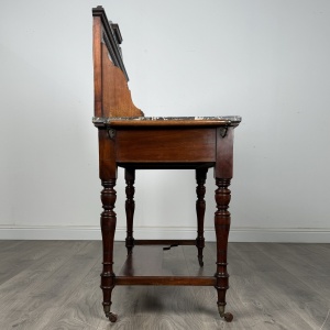 Antique Late 19th Century Marble Top Washstand In Walnut