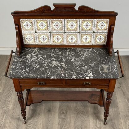 Antique Late 19th Century Marble Top Washstand In Walnut - Image 9