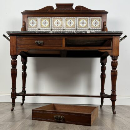 Antique Late 19th Century Marble Top Washstand In Walnut - Image 10