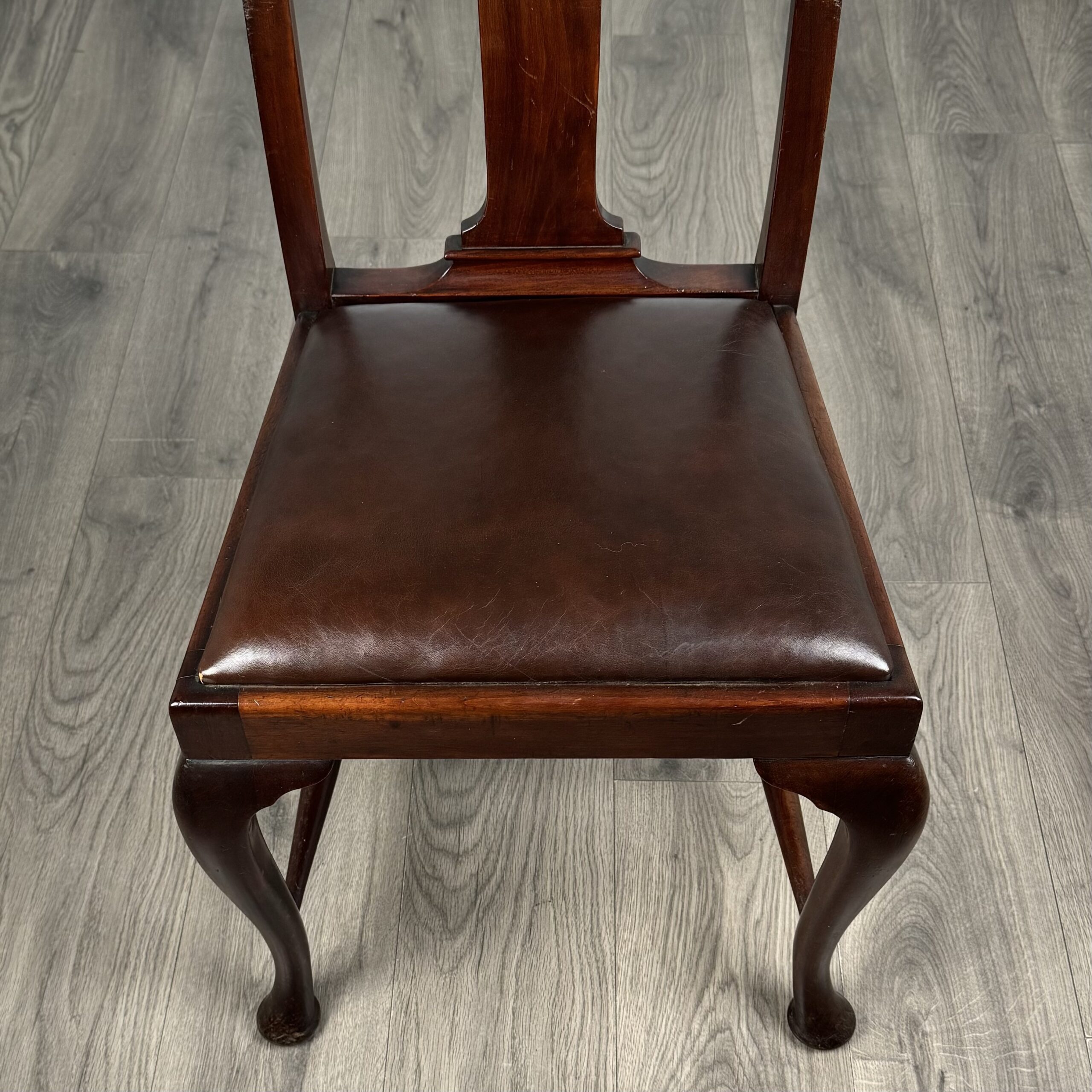 Antique 20th Century Set Of 6 Queen Anne Style Dining Chairs