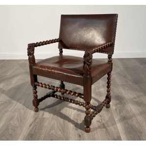 Antique 19th Century Decorative Armchair In Oak