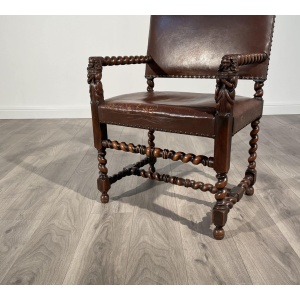 Antique 19th Century Decorative Armchair In Oak