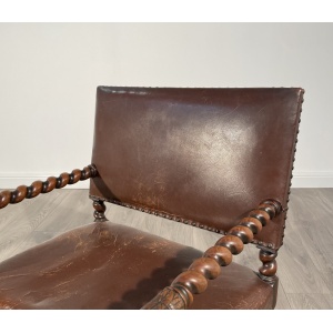 Antique 19th Century Decorative Armchair In Oak