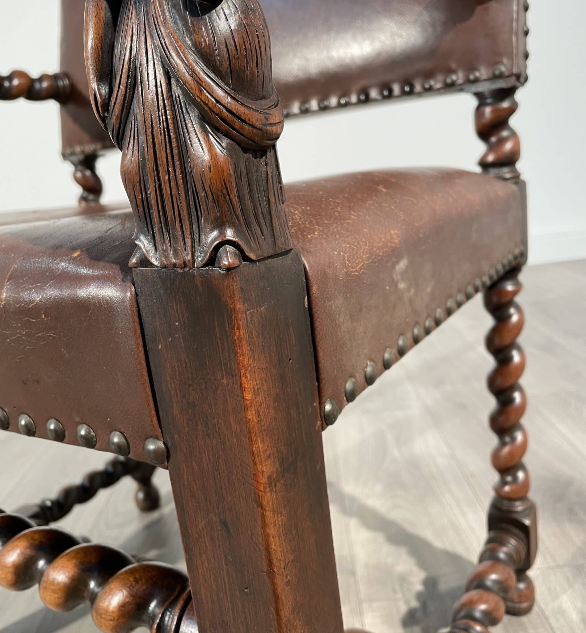 Antique 19th Century Decorative Armchair In Oak