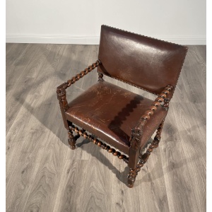Antique 19th Century Decorative Armchair In Oak